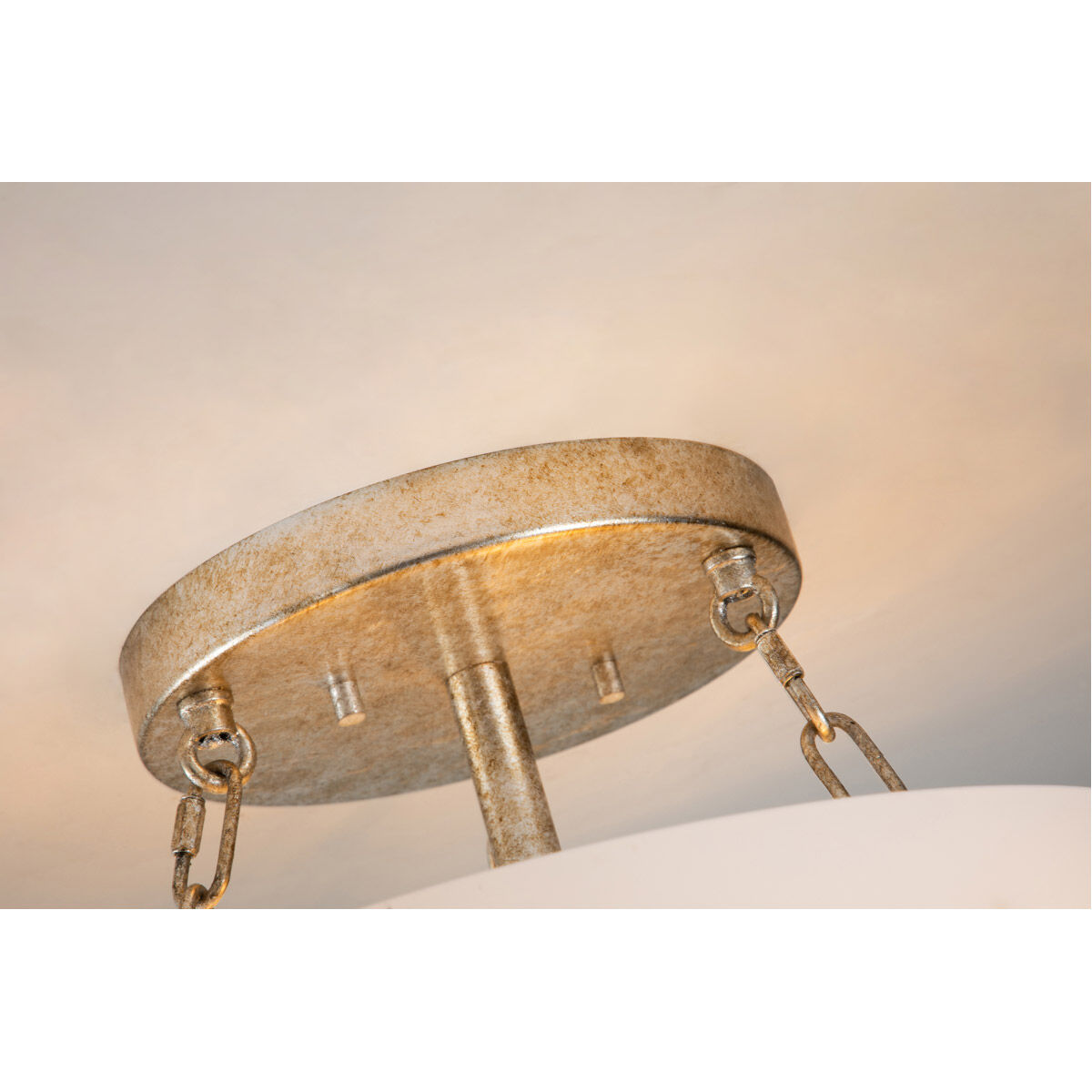 Sawgrass 3 Light Silver Bath/Flush Mounts Ceiling Light in Silver Leaf with Antique